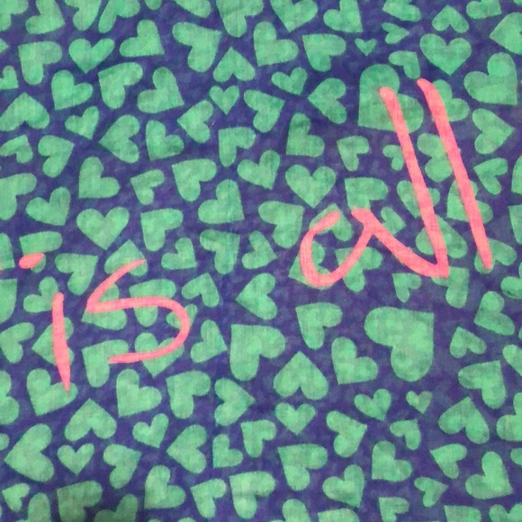 Blue & Green Heart Pattern Infinity Scarf - Picture 3 of 5